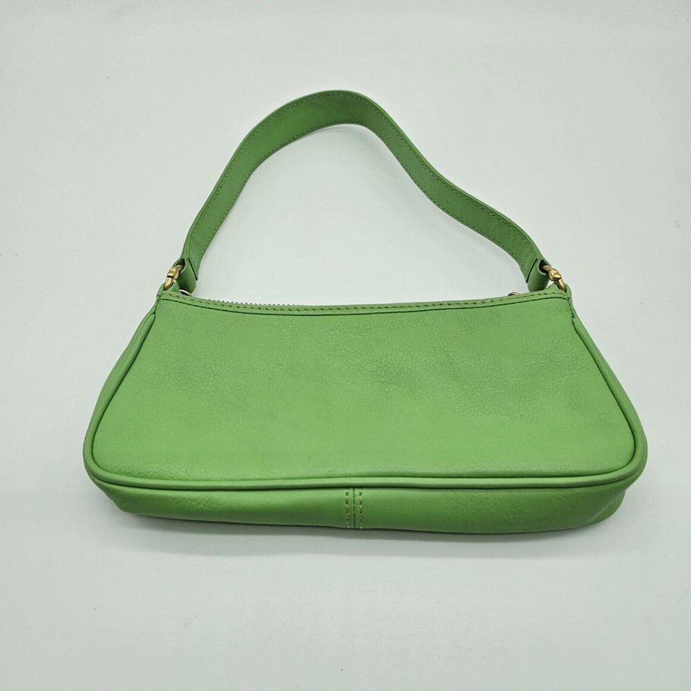 Vintage Y2K Juicy Couture Baguette Shoulder Bag Green Leather Mini Crown Charm - Picture 6 of 16